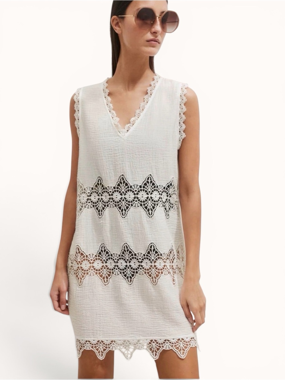 Me + Em 2 Way Cotton Lace Beach Dress New with Tags Resort Vacation White XS